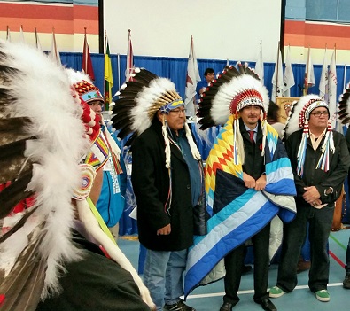 Athabasca Vice-Chief Joseph Tsannie with PAGC's chiefs. Photo by Chelsea Laskowski