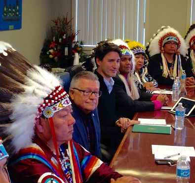 Trudeau greeted by cheers, hugs during visit to Treaty 4 Governance Centre