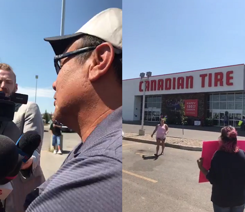 Rally held outside Regina Canadian Tire after video shows confrontation with First Nations man