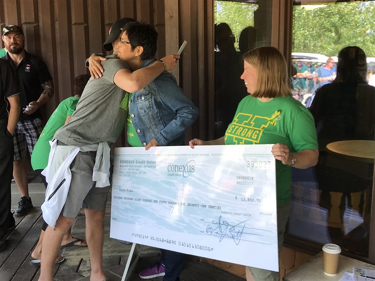 Fiske presented with cheque for nearly $14,000