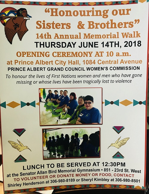 Prince Albert walk to honour missing and murdered people