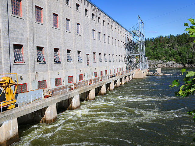 Road block in Sandy Bay over Island Falls Dam
