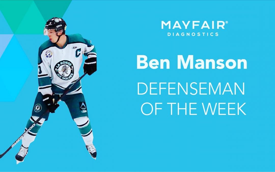 Manson named SJHL Defenceman of the Week  